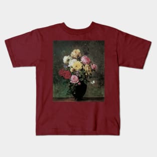 Still Life with Flowers in a Vase by Olaf August Hermansen Kids T-Shirt